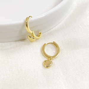 İTHAL KALP GÜMÜŞ 10 MM HALKA KÜPE - ALTIN SARI