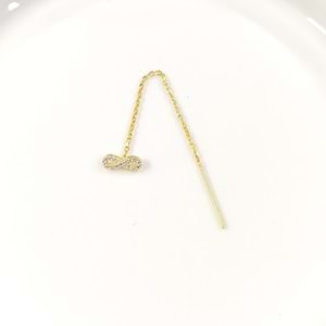 TEKLİ TAŞLI SONSUZLUK JAPON ZİNCİR GÜMÜŞ KÜPE - ALTIN SARI