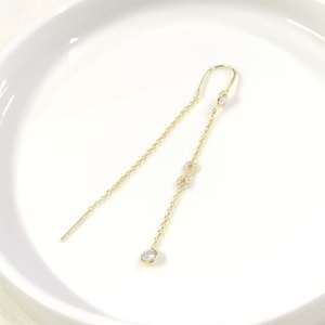 ZİNCİRLİ SONSUZLUK JAPON TEK GÜMÜŞ KÜPE - ALTIN SARI