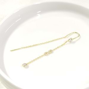 ZİNCİRLİ SONSUZLUK JAPON TEK GÜMÜŞ KÜPE - ALTIN SARI