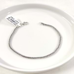 2,50 MM GÜMÜŞ TİLKİ KUYRUĞU ZİNCİR BİLEKLİK 20 CM