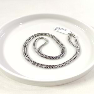 2,30 MM GÜMÜŞ TİLKİ KUYRUĞU KÜP ZİNCİR KOLYE 65 CM