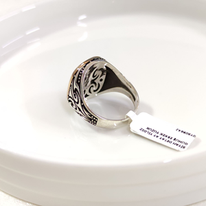 SİYAH DETAY AY YILDIZ GÜMÜŞ ERKEK YÜZÜK