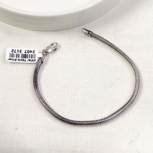 3,10 MM BORU YILAN ZİNCİR GÜMÜŞ ERKEK BİLEKLİK 19 CM