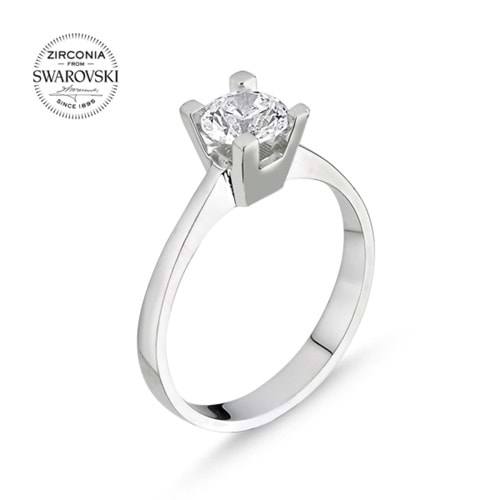 SWAROVSKI ZIRCONIA TEK TAŞ GÜMÜŞ YÜZÜK G5380 - 11