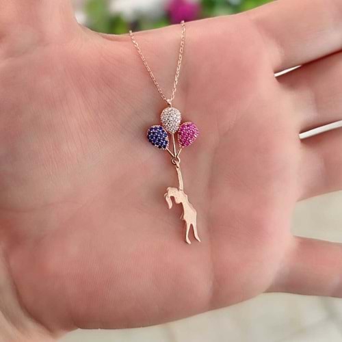 RENKLİ BALON KIZ GÜMÜŞ KOLYE