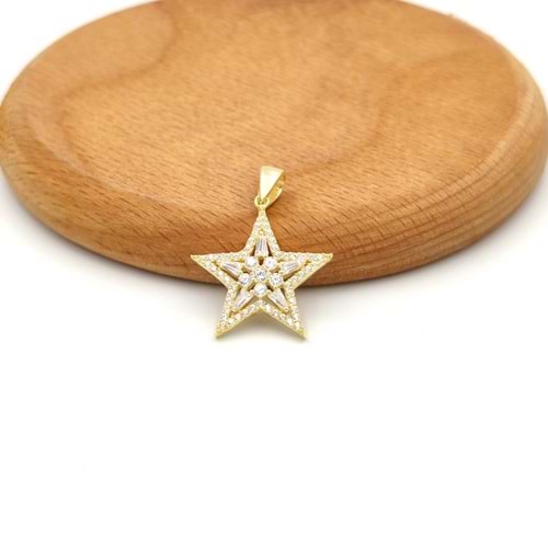 BAGET DETAY YILDIZ GÜMÜŞ KOLYE UCU