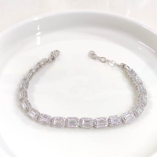 6 MM BAGET SU YOLU GÜMÜŞ BİLEKLİK 18+3 CM