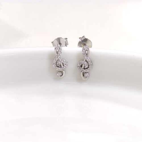 12 MM MÜZİK SOL ANAHTARI ÇİVİ GÜMÜŞ KÜPE