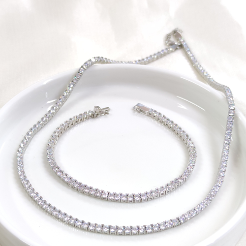 3 MM SU YOLU GÜMÜŞ SET BİLEKLİK VE KOLYE