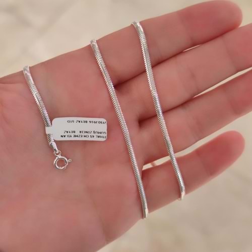 3 MM İTHAL 65 CM YILAN EZME GÜMÜŞ ZİNCİR KOLYE