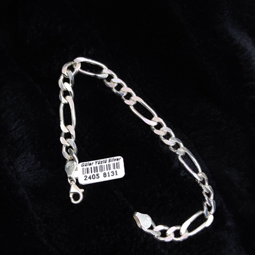 8 MM FIGARO ZİNCİR GÜMÜŞ BİLEKLİK 21 CM