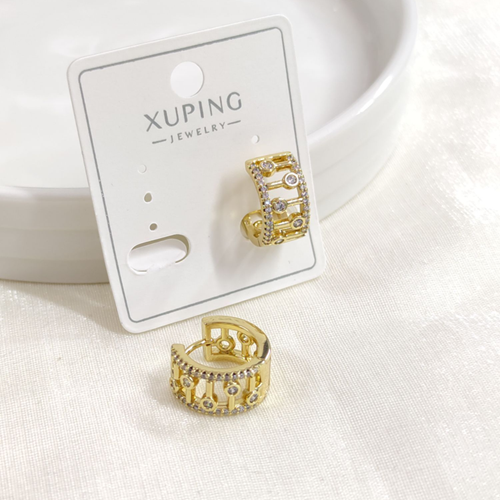 XUPING 12 MM TAŞLI ŞERİT HALKA KÜPE GOLD
