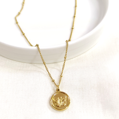 ÇELİK TOP ZİNCİRLİ KELEBEK KOLYE 40+5 CM