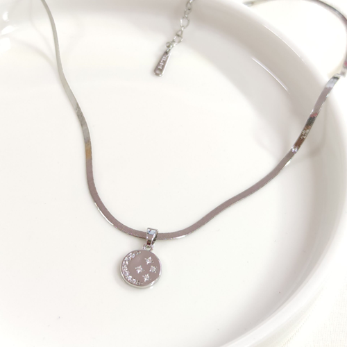 ÇELİK MİNİ PLAKA AY YILDIZ KOLYE 40+5 CM