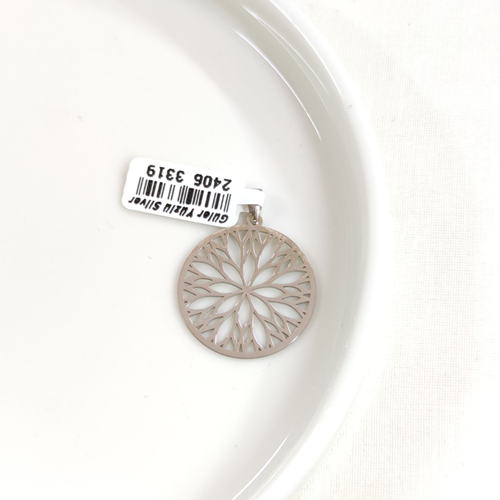 MANDALA MOTİFLİ PLAKA GÜMÜŞ KOLYE UCU 25MM