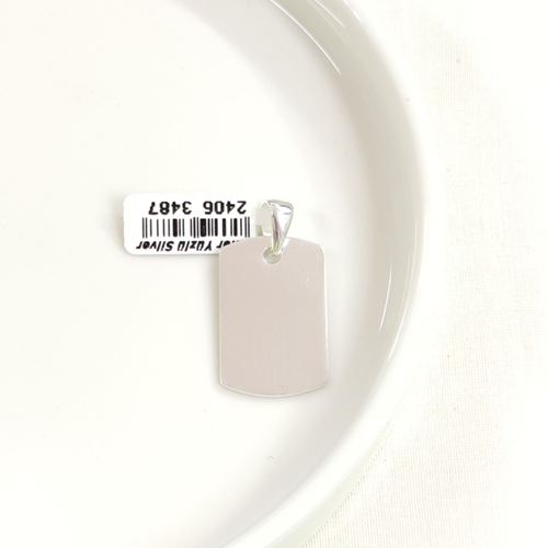 DÖRTGEN DÜZ PLAKA GÜMÜŞ KOLYE UCU 27X17MM