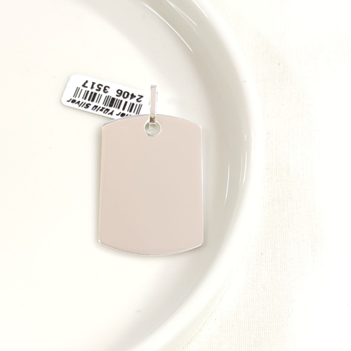 BÜYÜK DÖRTGEN DÜZ PLAKA GÜMÜŞ KOLYE UCU 37X25MM