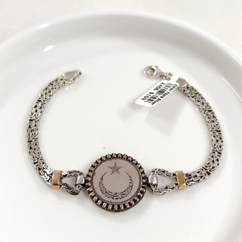 2,5 MM KRAL ZİNCİRLİ DESENLİ AY YILDIZ ERKEK BİLEKLİK 20 CM