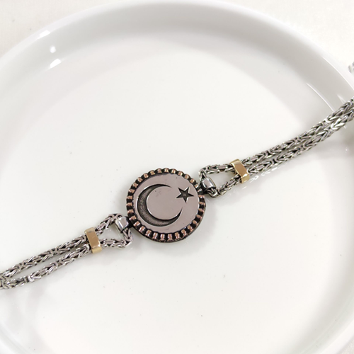 2,5 MM KRAL ZİNCİRLİ AY YILDIZ ERKEK BİLEKLİK 20 CM