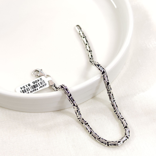 3,30 MM GÜMÜŞ YUVARLAK KRAL ZİNCİR BİLEKLİK 21 CM