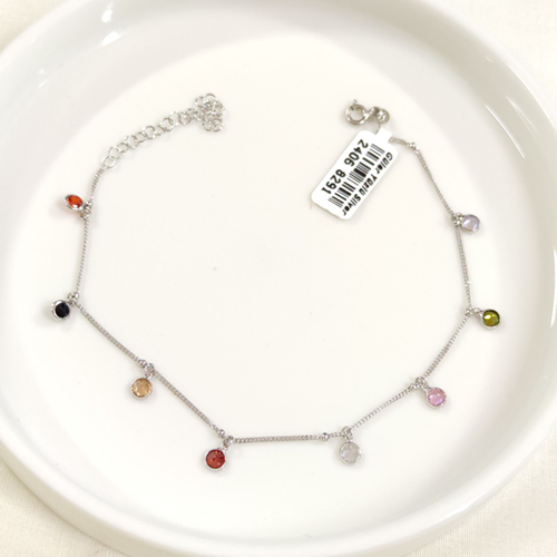 RENKLİ TAŞLI SALLANTILI GÜMÜŞ HALHAL