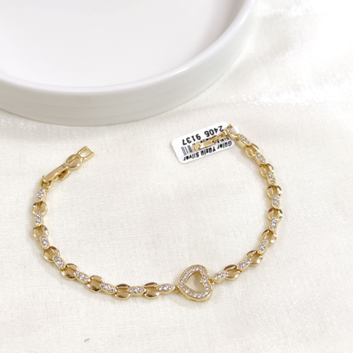 XUPING TAŞLI KALP BİLEKLİK GOLD 17+2 CM