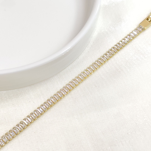 XUPING 5 MM BAGET TAŞLI SU YOLU BİLEKLİK GOLD 17+2 CM