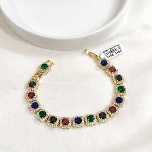 XUPING RENKLİ 1 CM KARE TAŞLI BİLEKLİK GOLD 16+2 CM