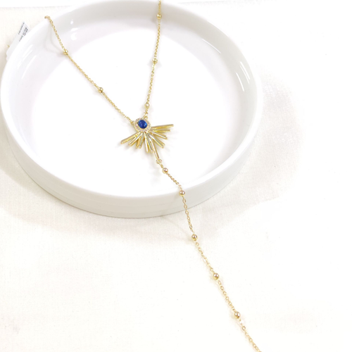 ÇELİK MAVİ GÜNEŞ Y KOLYE GOLD 40+5 CM