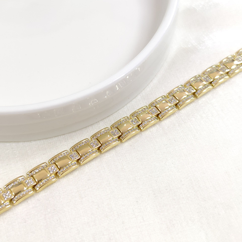 XUPING TAŞ DETAY KARE BİLEKLİK GOLD 17+2 CM