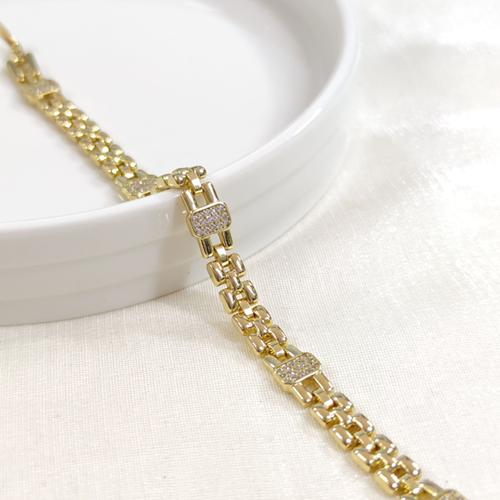 XUPING TAŞ DETAY İNCE KORDON BİLEKLİK GOLD 17+2 CM