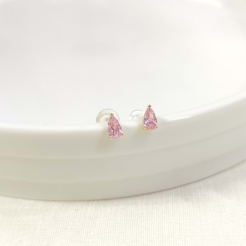 İTHAL 5 MM SOFT PEMBE DAMLA TAŞ GÜMÜŞ ÇİVİ KÜPE