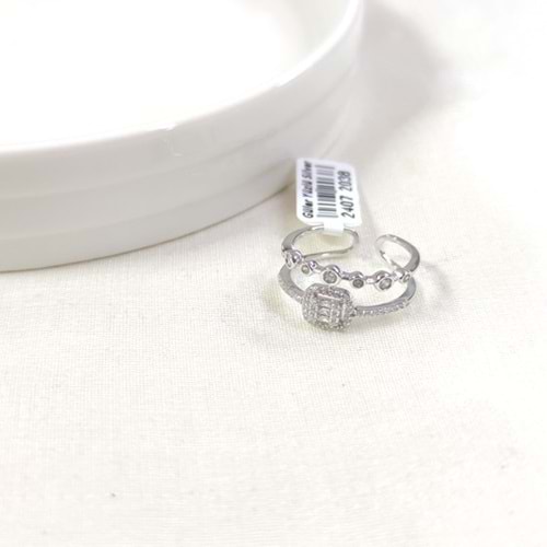 İTHAL BAGET TAŞLI İKİLİ GÜMÜŞ YÜZÜK