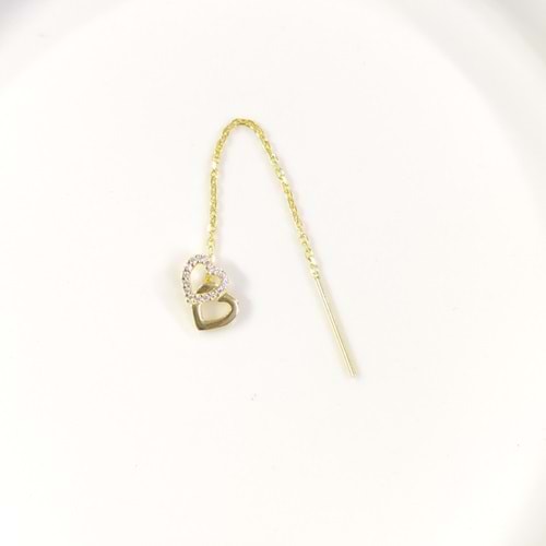 TEKLİ KALPLER JAPON ZİNCİR GÜMÜŞ KÜPE