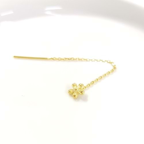 TEKLİ ÇİÇEK JAPON ZİNCİR GÜMÜŞ KÜPE