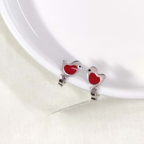 KALP MİNELİ CİVCİV GÜMÜŞ ÇOCUK KÜPE