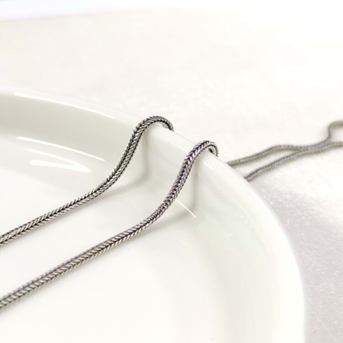 1,60 MM GÜMÜŞ TİLKİ KUYRUĞU KÜP ZİNCİR KOLYE 65 CM