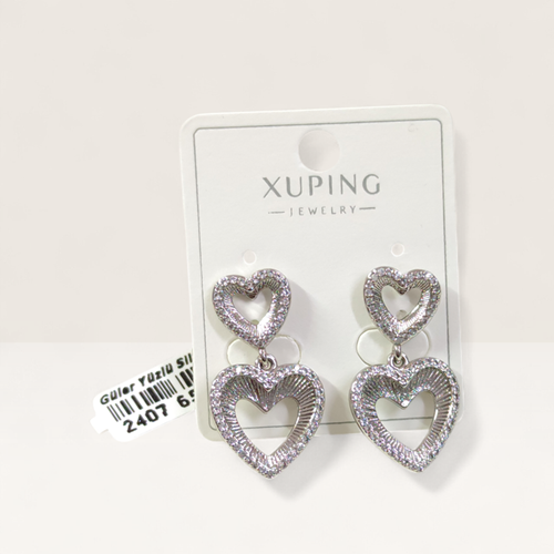 XUPING 3 CM SALLANTILI KALP ÇİVİ KÜPE BEYAZ