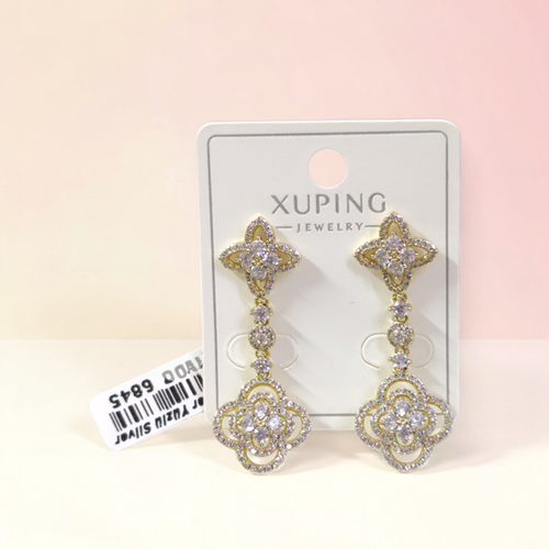 XUPING 4 CM TAŞLI SALLANTILI ÇİVİ KÜPE GOLD