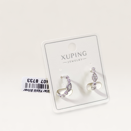 XUPING 10 MM MEKİK TAŞLI HALKA KÜPE BEYAZ