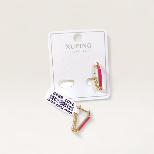XUPING 10 MM PEMBE MİNELİ OVAL HALKA KÜPE ROSE