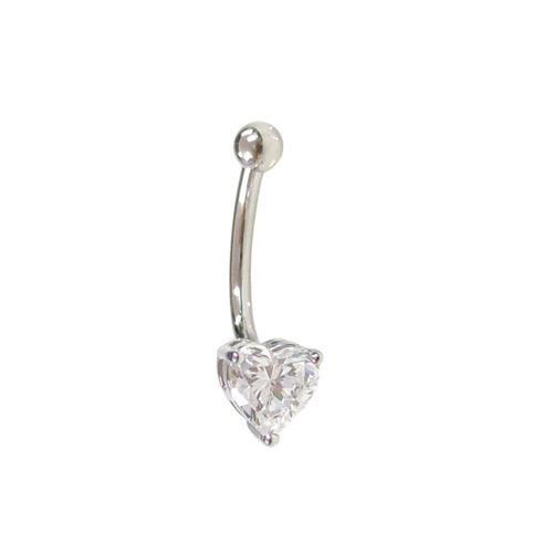İTHAL 6 MM KALP GÜMÜŞ GÖBEK PIERCING