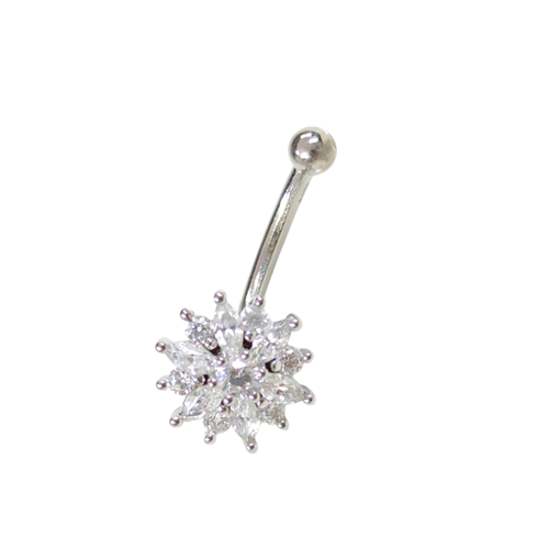 İTHAL 11 MM ÇİÇEK GÜMÜŞ GÖBEK PIERCING
