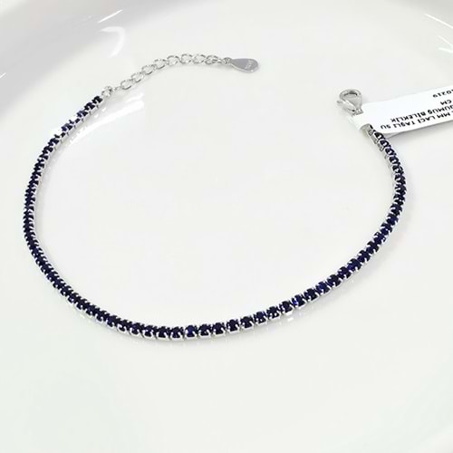 İTHAL 2 MM LACİ TAŞLI SU YOLU GÜMÜŞ BİLEKLİK 16+3 CM