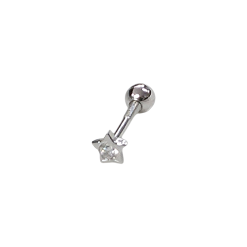 3 MM MİNİ TEK TAŞ YILDIZ GÜMÜŞ TRAGUS PIERCING