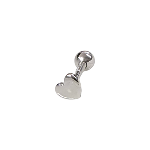 4 MM TAŞSIZ KALP GÜMÜŞ TRAGUS PIERCING