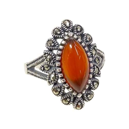 AKİK 19 MM MEKİK MARKAZİT GÜMÜŞ YÜZÜK