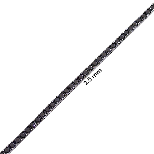 İTHAL 2,5 MM SİYAH TAŞLI SU YOLU GÜMÜŞ BİLEKLİK 19 CM