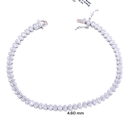İTHAL 4,60 MM BAGET OVAL SU YOLU GÜMÜŞ BİLEKLİK 19 CM